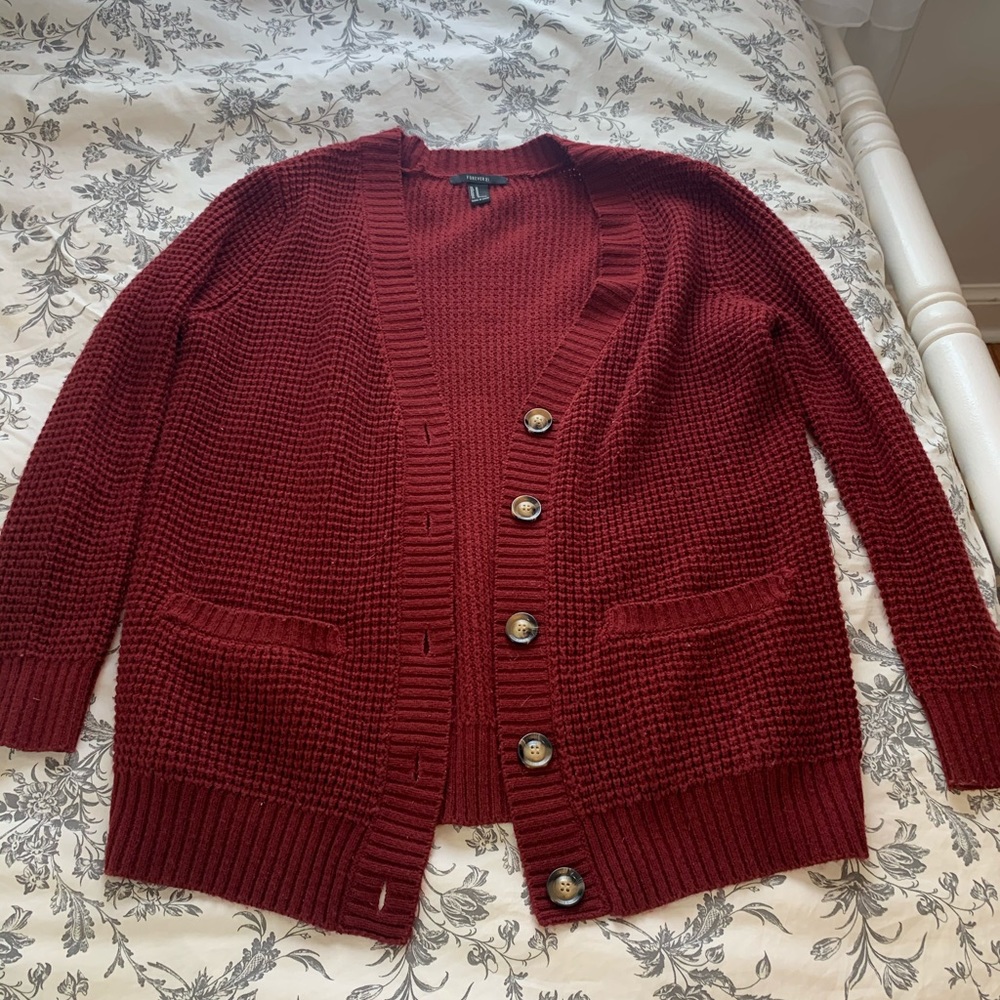 Forever 21 Dark red cardigan M